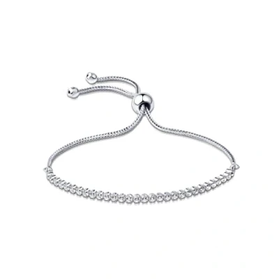 Immagine di Amberta Lumini Bracciale Tennis per Donna in Argento Sterling 925 con Zirconi da 2.4 mm: Chiusura Scorrevole
