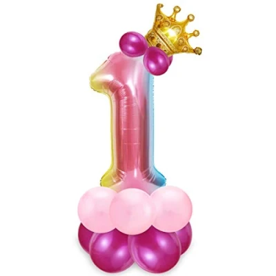 Immagine di Foil Palloncini Numeri 1 Rosa, Compleanno Anno, Palloncino Numero 1, Primo Bambina, Feste Decorazione di