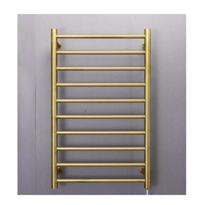 Immagine di WRJAHCG Scaldasalviette Elettrico 10 Barre, 88W Portasciugamani a Parete con Timer, Termoarredo Bagno Acciaio Inossidabile Termostato 500 * 800MM,d&#039;oro,Plug in