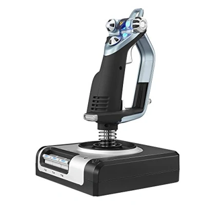 Immagine di Logitech G Saitek X52 Controller di Simulazione con Acceleratore, Joystick HOTAS, Display ‎LCD, Pulsanti Illuminati, Acceleratore Progressivo, Centraggio ‎Molla, 2USB, PC ‎‎ Nero/Argento