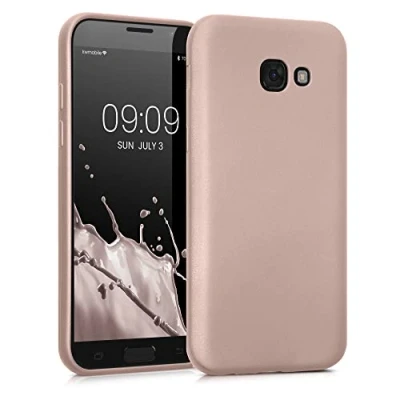 Immagine di kwmobile Custodia Compatibile con Samsung Galaxy A5 (2017) Cover Back Case Morbida Protezione in Silicone TPU Effetto metallizzato oro rosa
