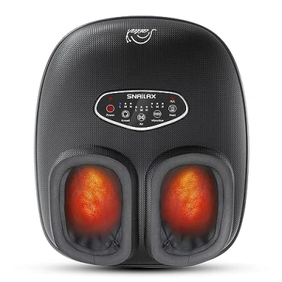 Immagine di massaggiatore plantare shiatsu Snailax con calore per fascite plantare, dolore da neuropatia, piedi impastamento profondo, compressione, vibrazione, misura 12, regali