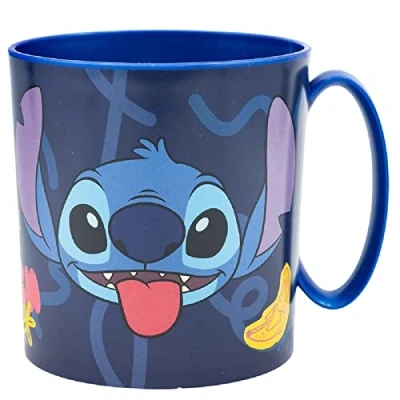 Immagine di ALMACENESADAN, 2062 Tazza in plastica riutilizzabile per microonde, con licenza Disney Stitch Palms, senza BPA e capacità di 350 ml