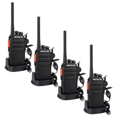Immagine di Retevis RT24 Plus Walkie Talkie Professionali, PMR446 Ricetrasmittenti Licenza libero 16 Canali CTCSS/DCS, Radioline con Auricolare e USB Caricatore(Nero, 4 pezzi)