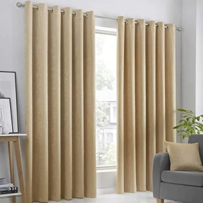 Immagine di Fusion Strata Coppia di tende con occhiello oscurante 168 cm larghezza x 228 lunghezza, Ocra
