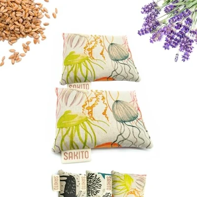 Immagine di 2 (pcs) Cuscino Coliche Neonato (14x10 cm) Anticoliche Termico Microonde Riscaldabile Arietta Colichetta di Semi Grano e Lavanda