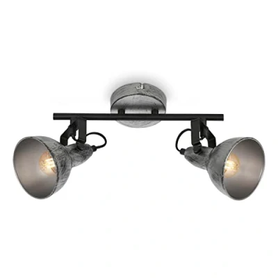 Immagine di BRILONER Faretto da soffitto vintage, lampada girevole retrò, plafoniera, 2x attacco E14, Argento Creato, 305x100x180 mm