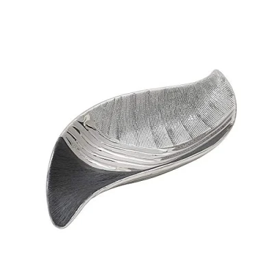 Immagine di Dekohelden24 Elegante ciotola in ceramica a forma di onda, 27 cm, colore: Argento/Grigio