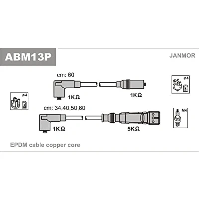 Immagine di JANMOR ABM13P Kit Cavi Accensione VOLKSWAGEN: GOLF 3, 3 Variant, Passat B3/B4 Variant