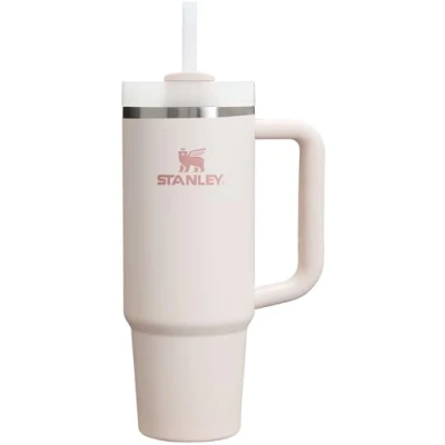 Immagine di STANLEY Quencher FlowState H2.0 Bicchiere termico sottovuoto in acciaio inox con coperchio e cannuccia, per acqua, tè freddo o caffè, frullati altro, quarzo rosa 2.0, 0,89 l