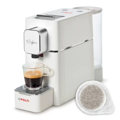 Immagine di Polti Coffea S15W, Macchina per Caffè Espresso, Compatibile con Cialde E.S.E. 44 mm, Serbatoio 0.85L, Pressione Pompa 19 bar, Bianco