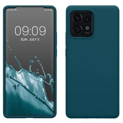 Immagine di kwmobile Cover per Motorola Edge 40 Pro/Edge+ (2023) Custodia Back Case Smartphone in Silicone TPU Protezione Gommata petrolio matt