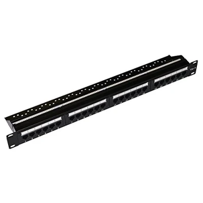 Immagine di Link Pannello Patch 19&quot; Non Schermato UTP 24 Porte 8 Poli Rj45 per Reti Categoria 6, Nero