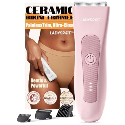Immagine di Depilatore Corpo Donna, Rasoio Elettrico Donna con 3 Protezioni e Testine in Ceramica Sostituibili, Epilatore Impermeabile, Intimo Indolore Parti Intime