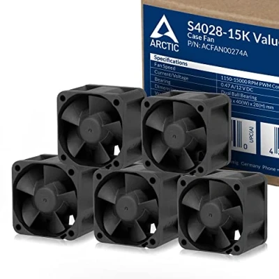Immagine di ARCTIC S4028 15K (5 Pezzi) Ventola per server PC 40x40x28 mm con doppio cuscinetto a sfera, 1400 15000 RPM, PWM regolata, connettore 4 pin, 12 V DC Nero