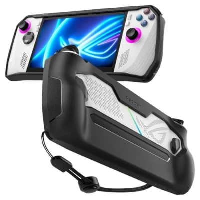 Immagine di Spigen Cover Rugged Armor Progettata per ASUS Rog Ally(23) RC71L Custodia Protettiva TPU con Cinturino da Polso Assorbimento degli Urti Anti Graffio Accessori Protettivi Nero Opaco