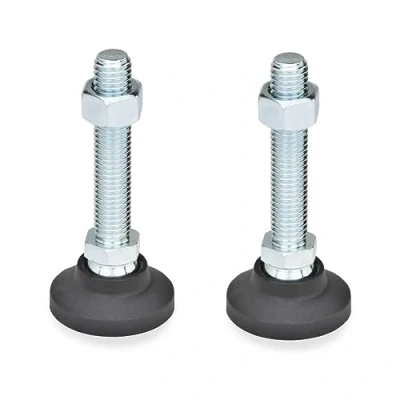 Immagine di Ganter Normelemente Piedini articolati/piedini con mandrino regolabile GN 343.4 50 M12 100 A Piedi: plastica (poliammide) 2 pezzi, nero/argento