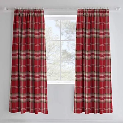 Immagine di Catherine Lansfield Kelso Tende in cotone, 168 x 182 cm, colore: Rosso