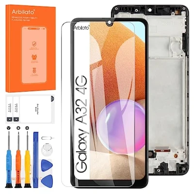Immagine di Incell schermo di ricambio per Samsung Galaxy A32 4G LCD A325 SM A325F, A325M, A325N Touch Display Digitizer Assembly parti riparazione (nero con telaio)