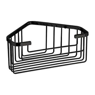 Immagine di GEDY Portaoggetti doccia angolare in filo nero, Misure e peso: 8X20X15,1 CM &amp; 0,28 KG, Porta oggetti per bagno realizzato acciaio inox, Design R&amp;S Gedy, 2 anni di garanzia