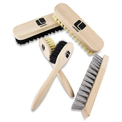 Immagine di Lenzen Set exclusivo per pulizia scarpe composto da 5 pezzi: 2 spazzole lucidare, incremare, 1 spazzola togliere il fango