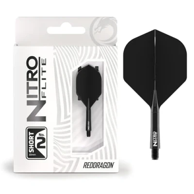Immagine di RED DRAGON Freccette Nitro Flite Integrato Flight &amp; Shaft System N. 2 Forma e design Colore nero nero, lunghezza corta