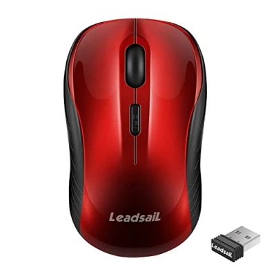 Immagine di LeadsaiL Mouse Wireless, Senza Fili per PC Portatile, USB Ergonomico, 1600 DPI, 3 Pulsanti, Clic Silenzioso, 2.4 GHz, con Ricevitore Wireless Compatibile Chromebook, Mac, Laptop