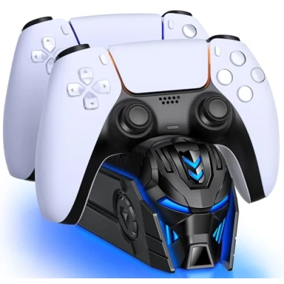 Immagine di HELLCOOL Ricarica Controller PS5,Base di PS5 per Dualsense Wireless/Edge Controller,Caricatore Joystick con Indicatore LED/2 3 Ore Carica/Type C Cavo