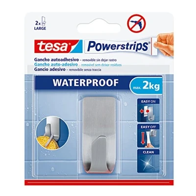 Immagine di TESA Powerstrips Gancio Waterproof Large, Resistente All&#039;Acqua, Max 2 Kg Acciaio