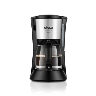 Immagine di Ufesa CG7125 Capriccio 12 Delux Macchina Caffè Americano, tazze, 680 W, Brocca 1,2 L, Filtro Permanente, Piastra Riscaldante Antiaderente, Sistema Salvagoccia, Auto Stop, Finiture in Acciaio Inox