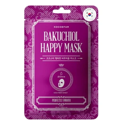 Immagine di KOCOSTAR Bakuchiol Happy Mask Foglio di maschera coreana per donne con bakuchiol, complesso cica, niacinamide, 20 minuti la cura del viso, nessun risciacquo (1 foglio)