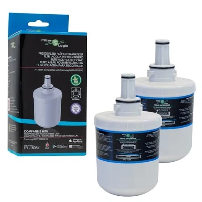 Immagine di FilterLogic FFL 180SK Confezione da 2 filtri acqua compatibili con Samsung HAFIN2/EXP, DA29 00003G, HAFIN2, HAFIN1/EXP, HAFIN1, 00003F HAFIN, DA97 06317A filtro interno per frigorifero