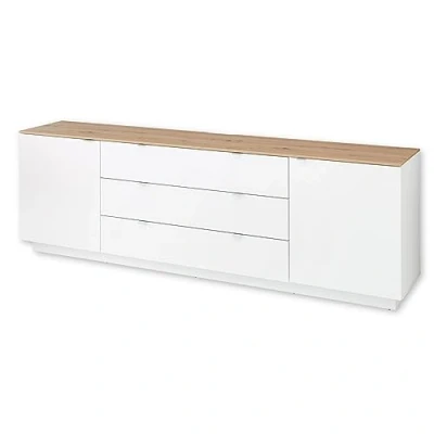 Immagine di Stella Trading Core Bianco, Effetto Rovere artisano, Moderno Mobile con cassetti e Molto Spazio, Legno ingegnerizzato, TV Sideboard 1