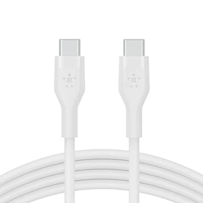 Immagine di Belkin BoostCharge Flex Cavo da USB C a in silicone, certificazione IF, ricarica rapida PD per iPhone 16/15, Samsung Galaxy S24, Pixel, iPad, Nintendo Switch, MacBook, 2 m, bianco