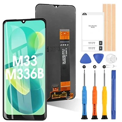 Immagine di ARSSLY per Samsung Galaxy M33 5G M336B LCD Schermo Display Touch Digitizer Vetro Assemblaggio con Strumenti (Nero)
