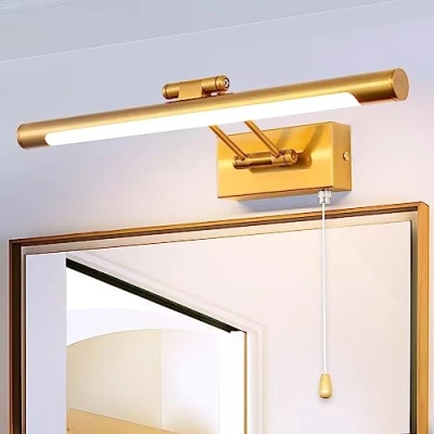 Immagine di MantoLite Lampade da Parete per Interni 8W, Specchio Bagno LED Applique con Testa Della Lampada Girevole Camera letto, 3000K Hotel Restaurant Lampada(900LM Ottone,40CM)