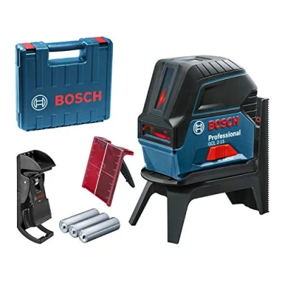 Immagine di Bosch Professional Livella laser multifunzione GCL 2 15 (laser rosso, da interno, con punti a piombo, m, 3 pile AA, supporto ruotabile RM 1, pannello di mira, custodia protettiva, valigetta)