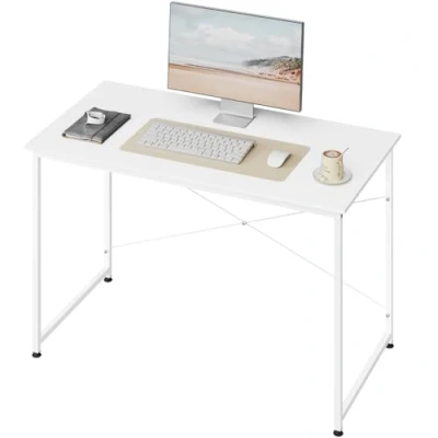 Immagine di WOLTU Scrivania Bianca, per Computer Piccola, 120x60 cm, Tavolo PC, Struttura in Metallo, Salvaspazio, Ufficio Casa Studio Camera da Letto, Materiale a Base di Legno