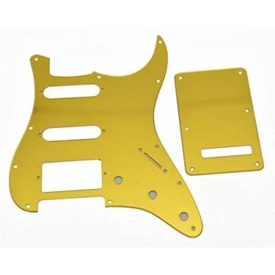Immagine di KAISH Battipenna a 11 fori ST/Strat Style HSS Pick Guard con piastra posteriore ST Tremolo Trem copertura per USA/Messico Stratocaster/Stratocaster Gold Mirror 1 strato