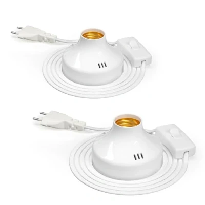 Immagine di TobeBright lampada da comodino con interruttore a cavo, attacco E27 vintage, max 100 watt, tavolo per scrivania, camera letto, soggiorno, studio, cantina, lampadine escluse, 2 pacchi