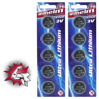 Immagine di WILHELM CR2430 10 batterie a bottone al litio 3 V, 270 mAh, ø 24,3 x 3,0 mm, DL2430