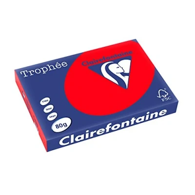 Immagine di Clairefontaine Trophée 8375C 500 Fogli di Carta Colorata Formato A3, 80 g per m2, Colore Corallo