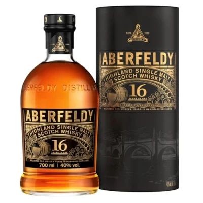 Immagine di Aberfeldy 16 Anni Highland Scotch Single Malt Whisky, invecchiato in botti di rovere, affinato Bourbon &amp; Sherry Oloroso, 40%, 70 cl / 700 ml