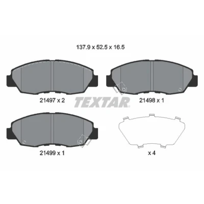 Immagine di TEXTAR 2149704 Kit pastiglie freno con segnalatore acustico usura accessori HONDA: PRELUDE V, 4, ACCORD 5