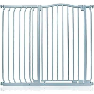 Immagine di Safetots Cancelletto di Sicurezza Extra Alto con Cima Curva, 107cm 116cm, Grigio Opaco, 100cm in Altezza, Montaggio a Pressione per Scale,Barriera