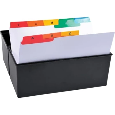 Immagine di Exacompta Rif 13998E Scheda indice 160 x 210 mm di dimensione, gsm carta bianca, linguette laminate multicolore, 25 etichette alfabetiche, adatto per documenti A5