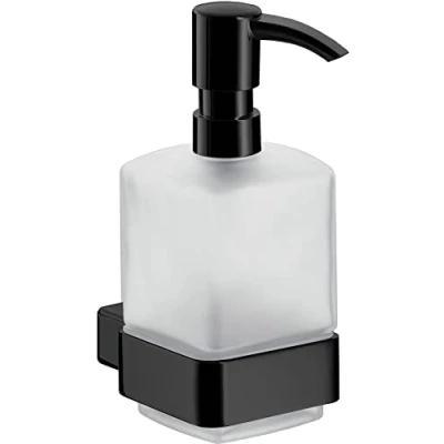 Immagine di Emco Loft 52113301 Dispenser di Sapone Liquido in plastica Nera, Contenitore Cristallo Satinato, Altezza 160 mm, Larghezza 70 Nero, Standard