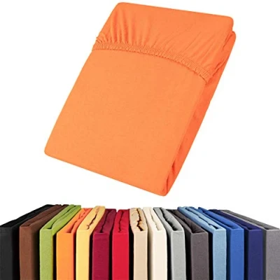 Immagine di aqua textil Viana Lenzuolo Elasticizzato Topper spessori per Letto Contenitore Cotone 140x200 160x200 cm Arancione
