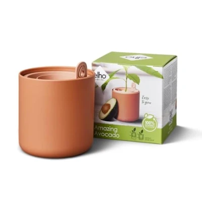 Immagine di elho Amazing Avocado Pot 12 Vaso da Fiori per allevamenti e Raccolti, in 100% plastica Riciclata, Diametro 12,0 x Altezza 12,1 cm, Colore: Marrone/Toffee Terra