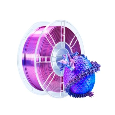 Immagine di iBOSS filamento per stampante 3D PLA Plus, PLA+ da 1,75 mm, in seta bicolore con coestrusione, stampa lucido, 1 kg (2,2 lbs) FDM, rosso e